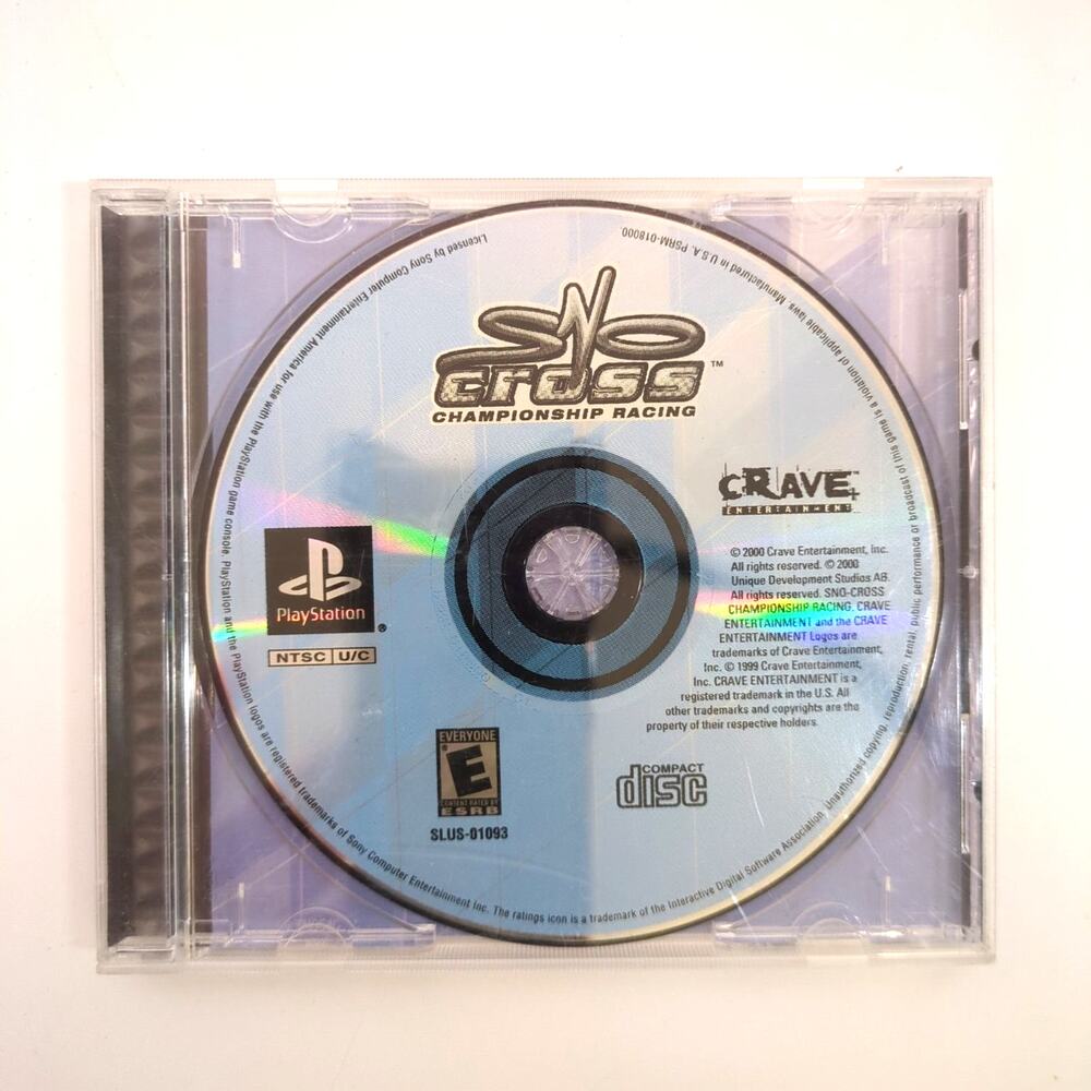 SNO-CROSS CHAMPIONSHIP RACING PlayStation 1 PS1 Video Game Racing Snowmobile
